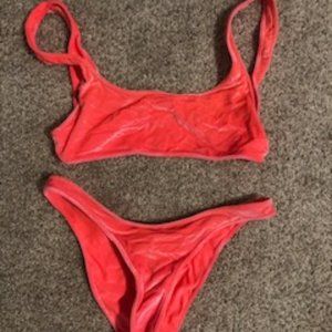 Hot Pink Velvet Triangl Swimsuit